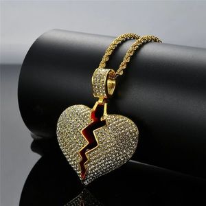 Fashion Broken Heart Necklace Women Jewelry Gold